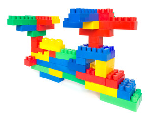 Toy helicopter on white background view from the right