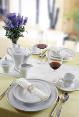 Ceramic tableware on the table