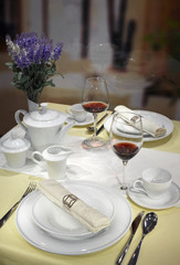 Ceramic tableware on the table
