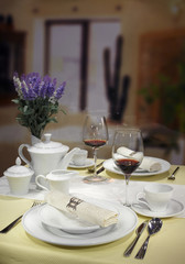 Ceramic tableware on the table