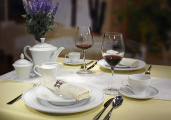 Ceramic tableware on the table