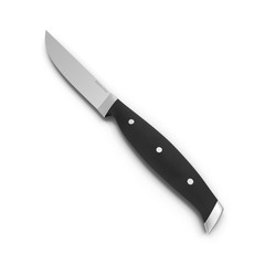 Steak knife, with black handle, isolated on white background