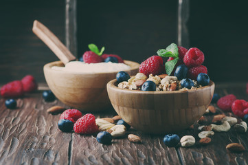 Homemade muesli with berry and nuts