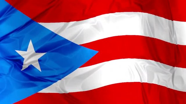 3D waving Puerto Rico flag background red, blue and white colors, Latin America Caribbean