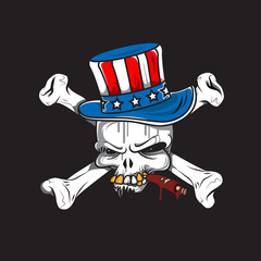 Cartoon American Skull