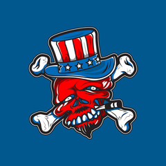 Cartoon American Skull