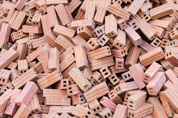 clay bricks on construction site