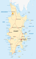 phuket road and beach map - obrazy, fototapety, plakaty