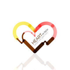 Logo love heart, abstract linear geometric business icon