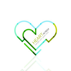 Logo love heart, abstract linear geometric business icon