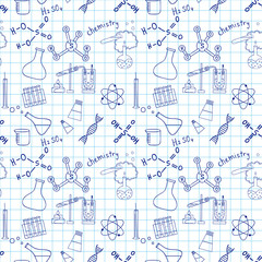 Seamless sketch of science doddle elements.