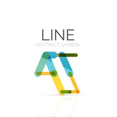 Linear abstract logo, connected multicolored segments of lines geometrical figure