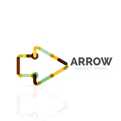 Linear arrow abstract logo, connected multicolored segments of lines in directional pointer figure
