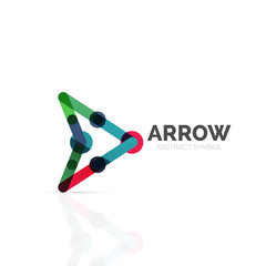 Linear arrow abstract logo, connected multicolored segments of lines in directional pointer figure