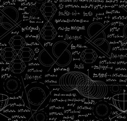 Mathematical vector seamless pattern with plots, figures and equations. You can use any color of background