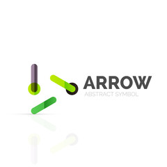 Linear arrow abstract logo, connected multicolored segments of lines in directional pointer figure