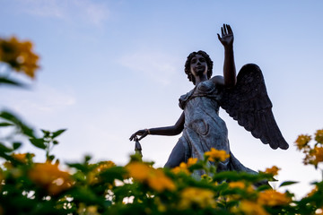 Angle Sculpture with sunset background