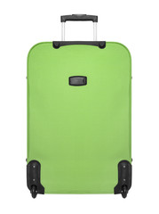 Green suitcase isolated.