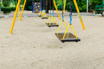 Children's playground and equipment in the city park