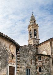 Fototapeta na wymiar Bell tower of the medieval sanctuary of St. Mery of 