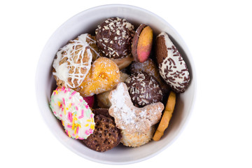 Tasty selection of crunchy cookies in a bowl