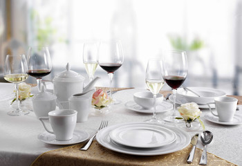 Ceramic tableware on the table