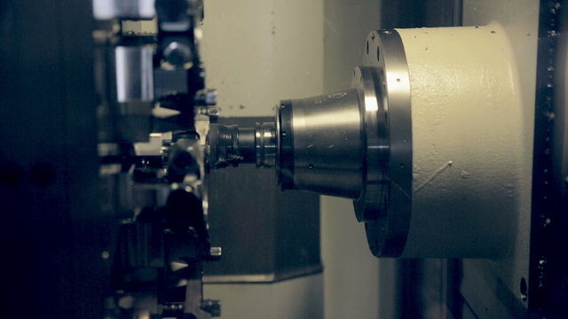 Hi-tech industrial equipment mde by modern Lathe Machine CNC. HD.