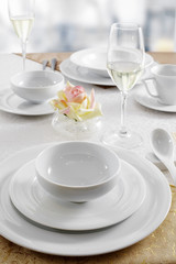 Fototapeta na wymiar Ceramic tableware on the table