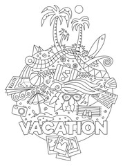 Fototapeta na wymiar Doodle Summer Vacation Illustration