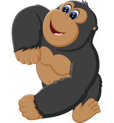 Funny gorilla cartoon of illustration © hermandesign2015