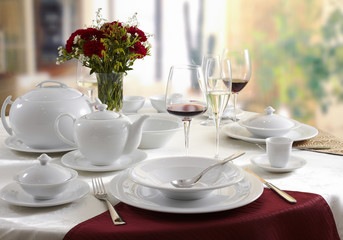 Ceramic tableware on the table