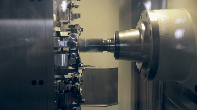 Hi-tech industrial equipment mde by modern Lathe Machine CNC. HD.