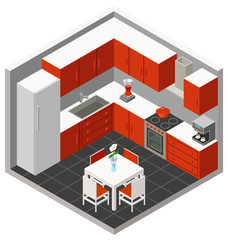 Vector isometric kitchen