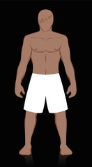 Bermudas - Blank white mens swimwear to be colored or filled with pattern. Isolated vector illustration on black background.