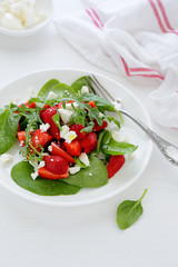 strawberries salad on white plate