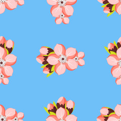 Seamless background with Almond or apricot in blossom. 