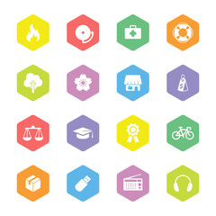 colorful flat safety and miscellaneous icon set for web design, user interface (UI), infographic and mobile application (apps)