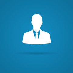 Avatar on businessman in tie. Simple falt icon with shadow.