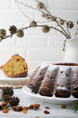 traditional christmas cake on plate