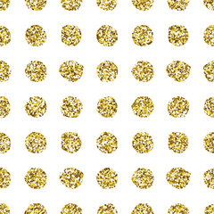 Glitter polka dot seamless pattern.