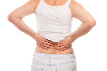 Woman massaging pain back 