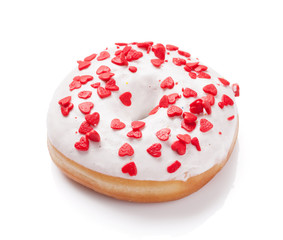 Donut with heart shaped decor