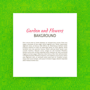 Paper over Garden and Flowers Line Art Background