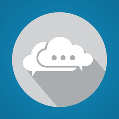 Cloud icon on blue background with shadow.
