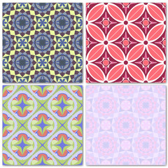 Set of 4 decorative mosaic seamless patterns