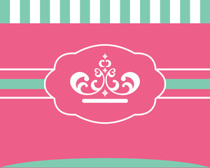 beauty pink card with crown vector