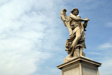 Bernini's angel along the Holy Angel bridge near the Hadrian Mausoleum in Rome, Italy 