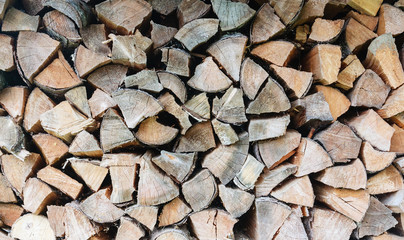 Firewood stacked in a woodpile