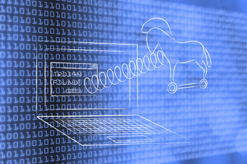 trojan horse coming out of computer with spring, what is a troja