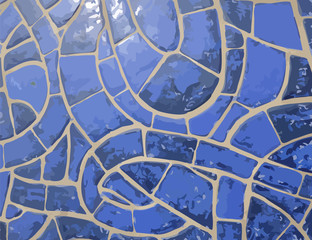 Glazed blue stone vector mosaic texture